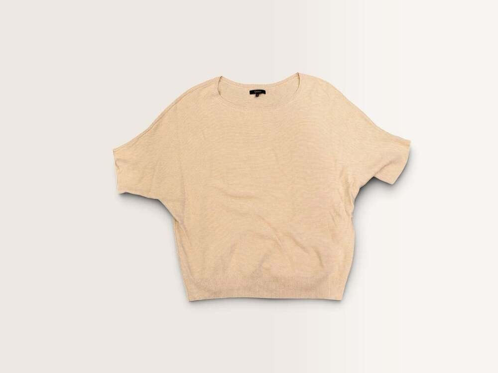 Quince Short Sleeve Sweater Size M Beige Cotton Cashmere